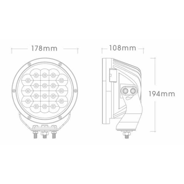 Big Red 12/24V 7In 90W 9000L Single Led Driving Light