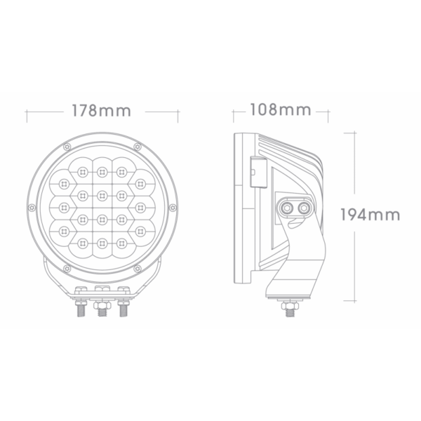 Big Red 12/24V 7In 90W 9000L Single Led Driving Light - Image 3