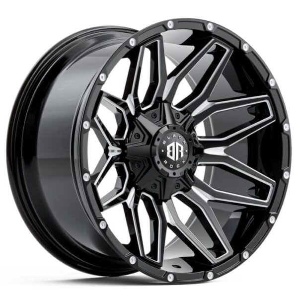 Black Rock Invader GLOSS BLACK MILLED 20x10 6x139.7 -12P