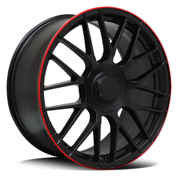 Replica Mercedes 852 | C63 SATIN BLACK MACHINED RED LIP 22x10 5x130 30P