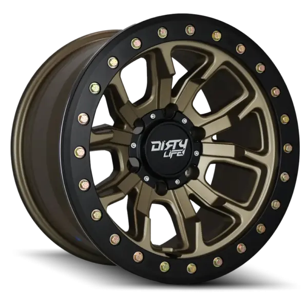 Dirty Life Dual Tek DT1 Satin Gold Black Lip 17x9 6x139.7 ET-38