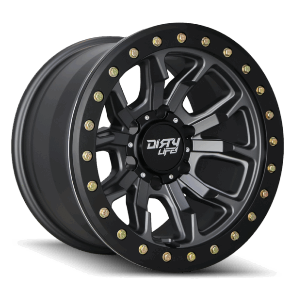 Dirty Life Dual Tek DT1 Satin Graphite Black Lip 17x9 6x139.7 ET-12
