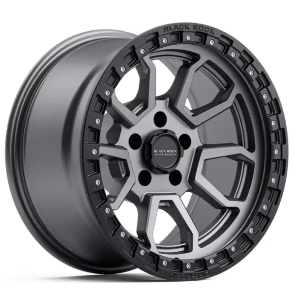 Black Rock Cobra 5S Gunmetal Grey Black Ring 17x9 6x114.3 ET0