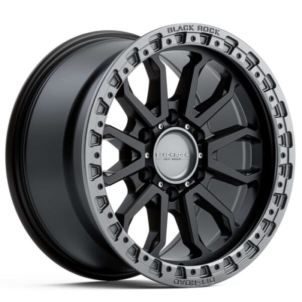 Black Rock Cobra Satin Black Gunmetal Grey Ring 17x9 6x114.3 ET25