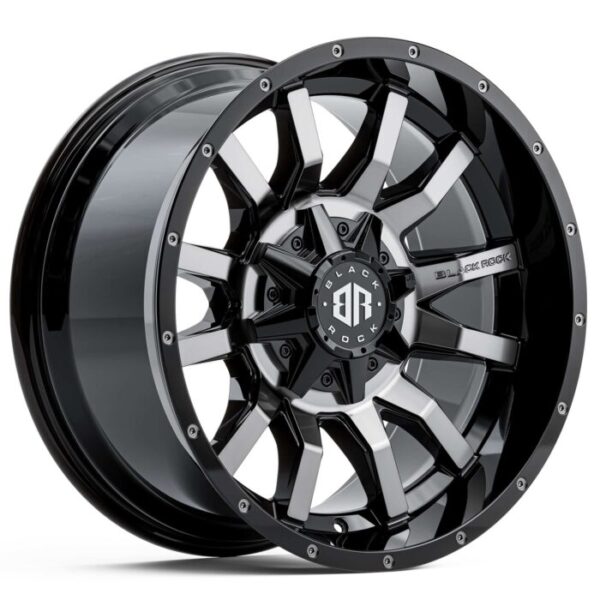 Black Rock Predator Gloss Black Tinted 20x10 5x139.7 ET-10